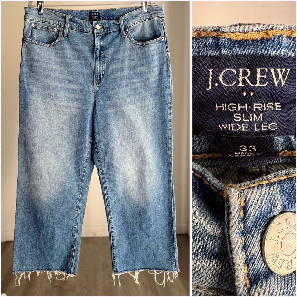 J. Crew Factory High-Rise Slim Wide Leg Jeans 33